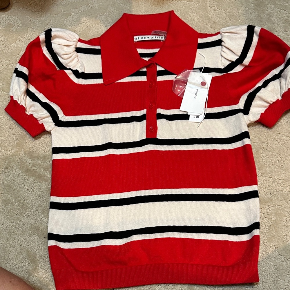 Alice and Olivia RAMONA STRIPED PULLOVER
